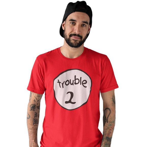 Trouble 2 Teecart Unisex Couple Tshirt - Picture 3 of 4